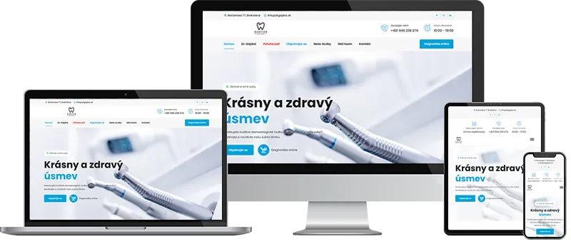 Die neue Website drgajdos.sk auf Laptop, Monitor, Tablet und Smartphone