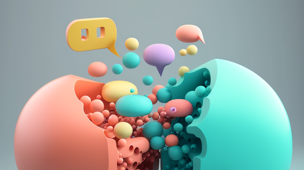 3D image of chat bubbles emerging